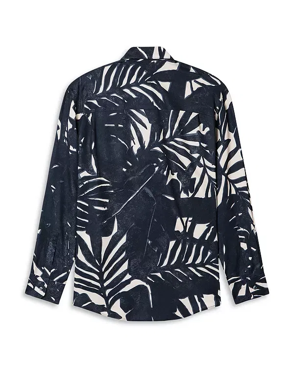 Мужская рубашка с принтом Comfort Fit Leaf Print Emporio Armani, Blue/Ivory — фото 3