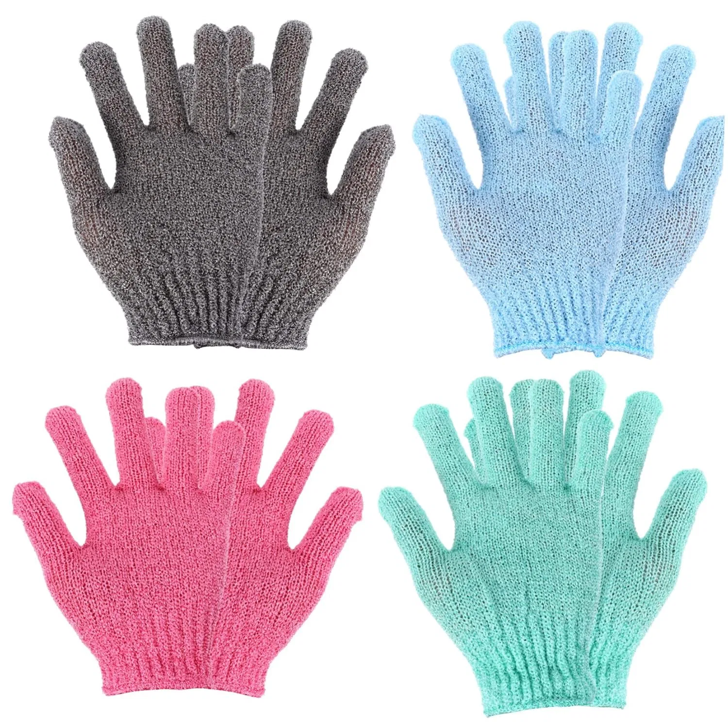 Пилинговые перчатки, 8 пар, Healvian, Grau Grün Blau Rosa