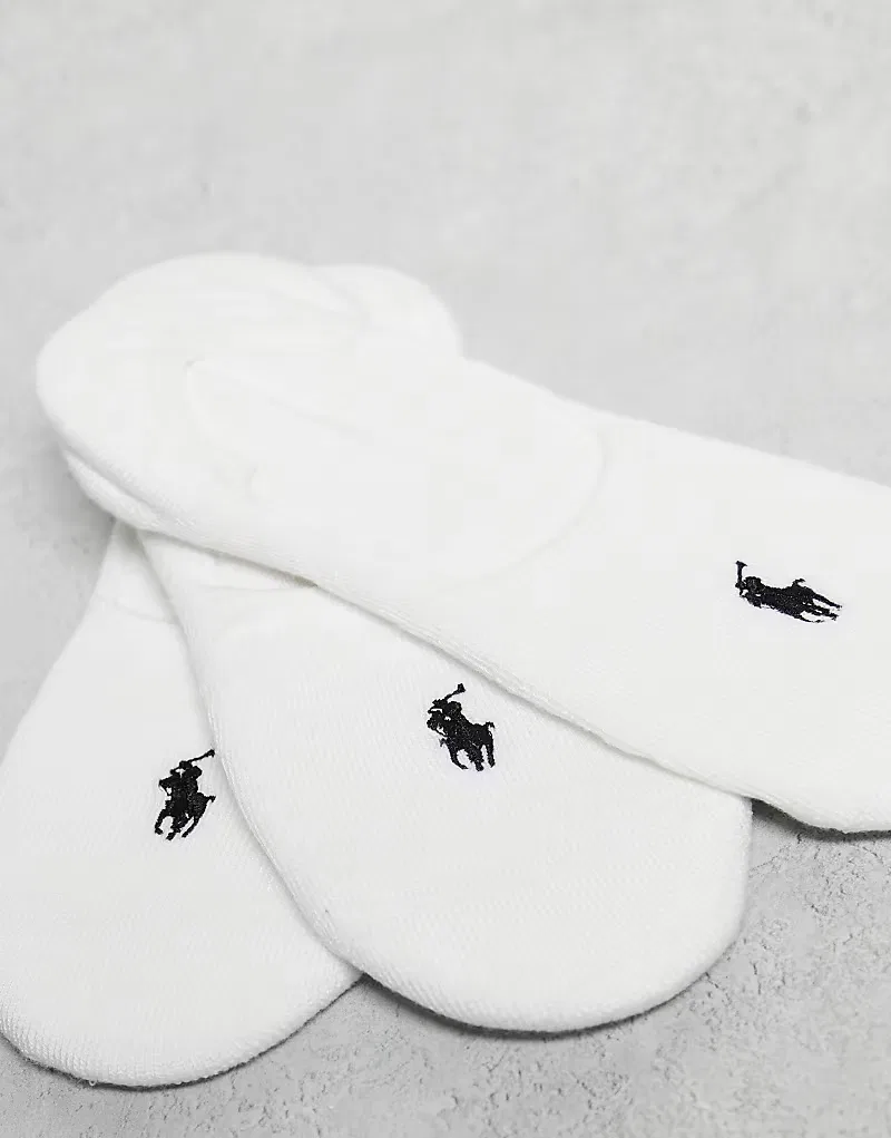 Набор из 3 белых носков-невидимок Polo Ralph Lauren с логотипом