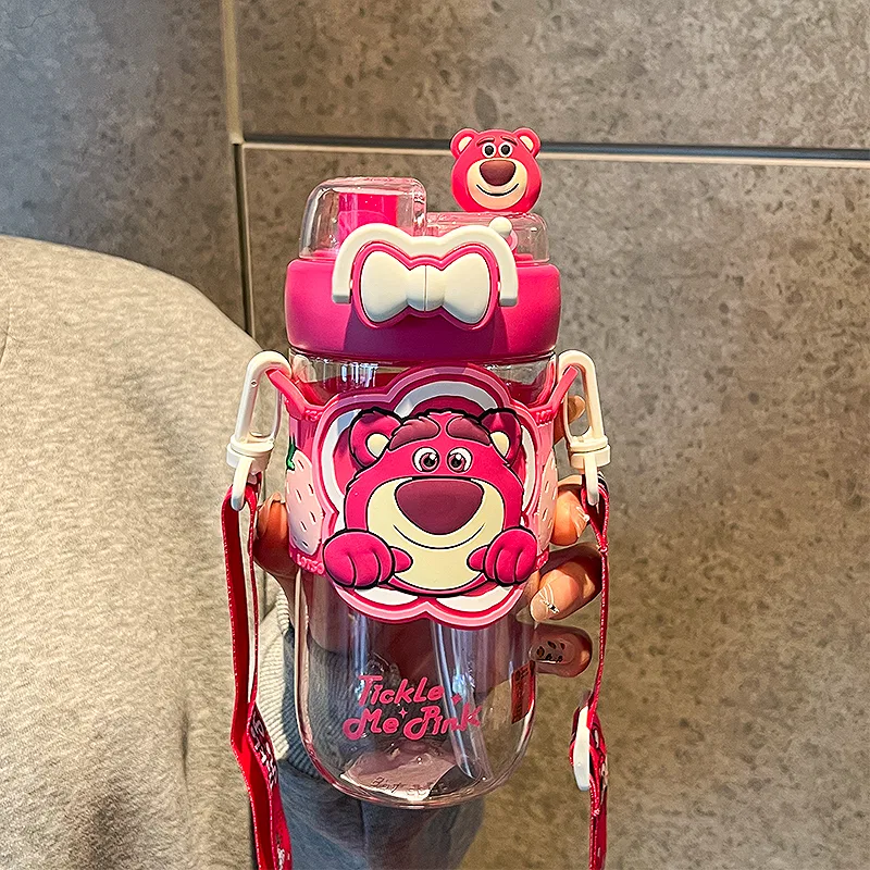 Детская бутылка для воды с принтом Lotso Disney, 600 мл, Tritan, розовая — фото 4