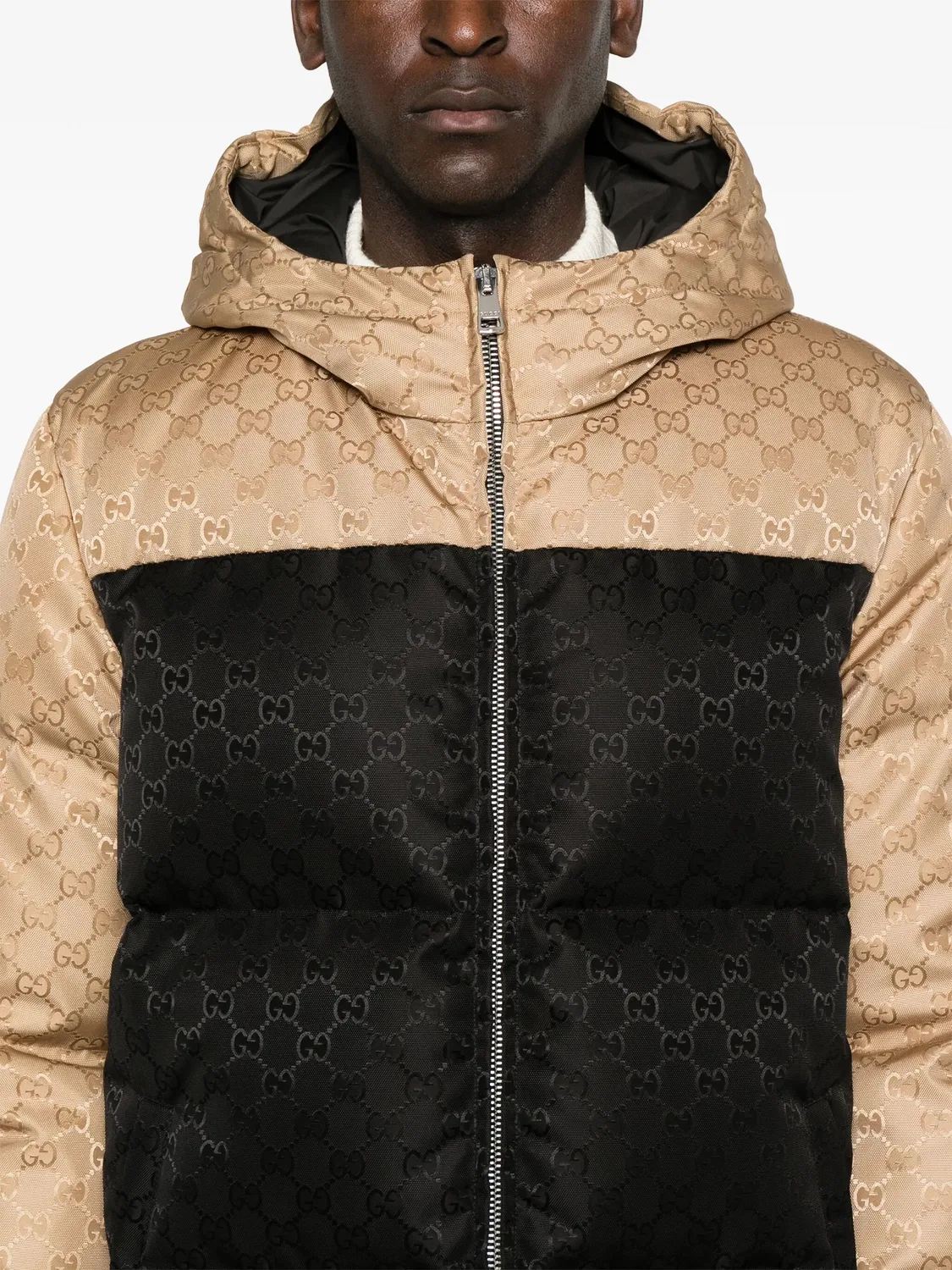 Пуховик из канваса с рисунком GG Gucci, черный — фото 2