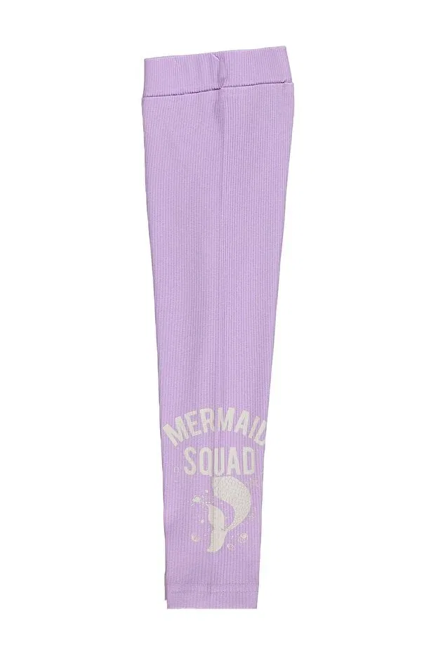 Детские леггинсы для девочек с принтом Mermaid printed leggings Civil Girls, Lilac — фото 2