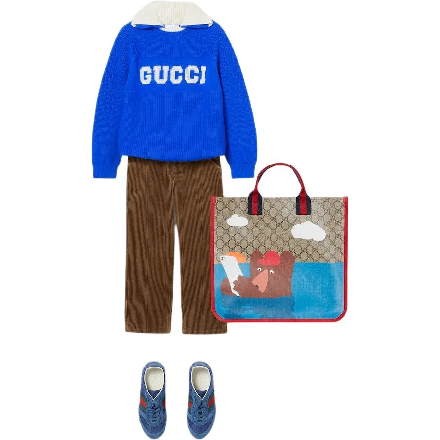 Детский свитер с двойным воротником Blue GUCCI — фото 4