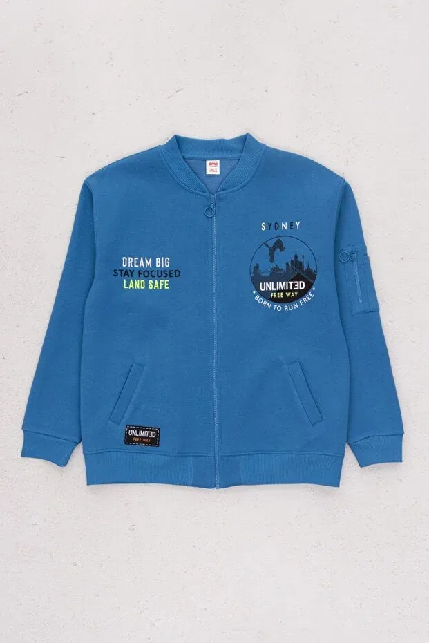 Детский кардиган с принтом Ribbed Zippered Seasonal Dmb Boys & Girls, Indigo