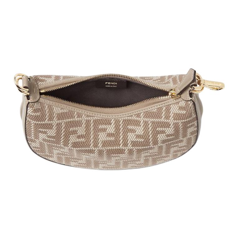 FENDI Графитовая тканевая полумесяц сумка мини женская серая — фото 3