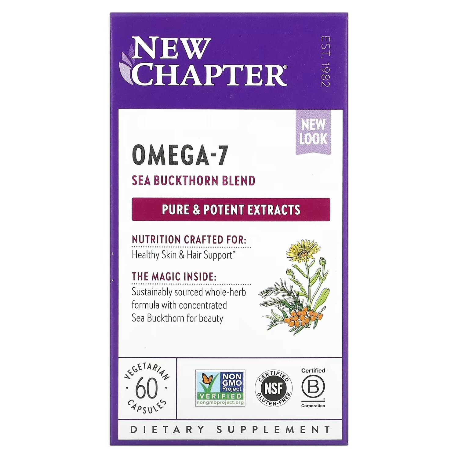 

Жирные Кислоты Омега-7 New Chapter с облепихой, 60 вегетарианских капсул
