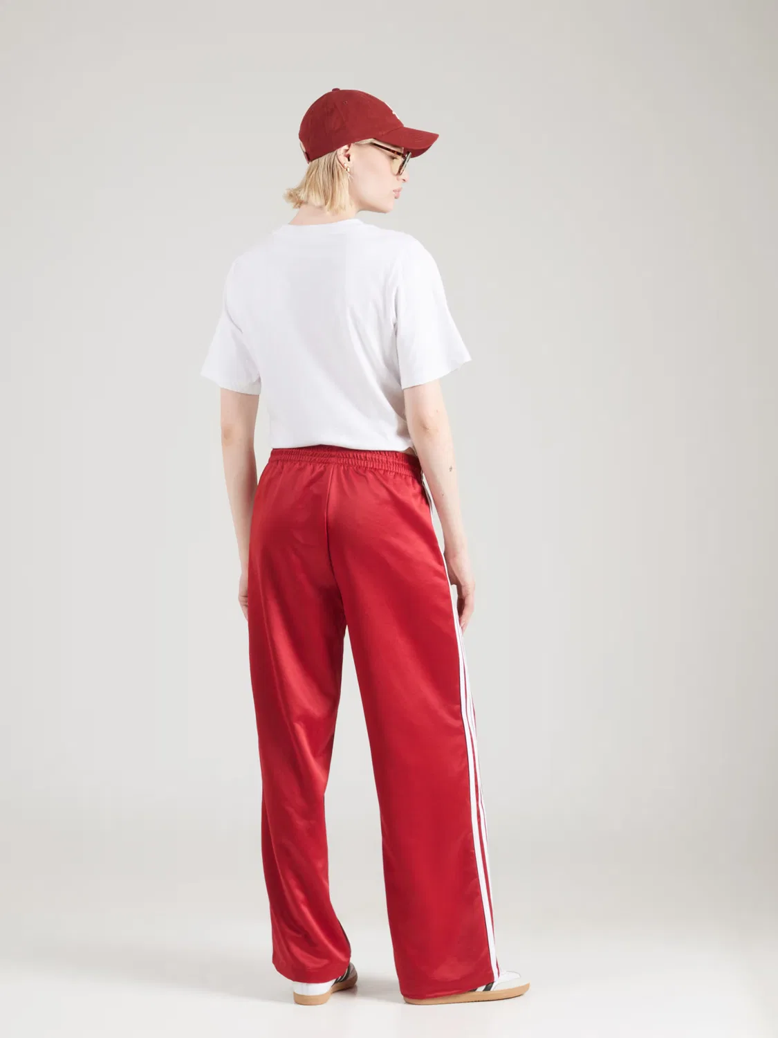 Брюки Adidas Originals с широкими штанинами SST красного цвета — фото 4