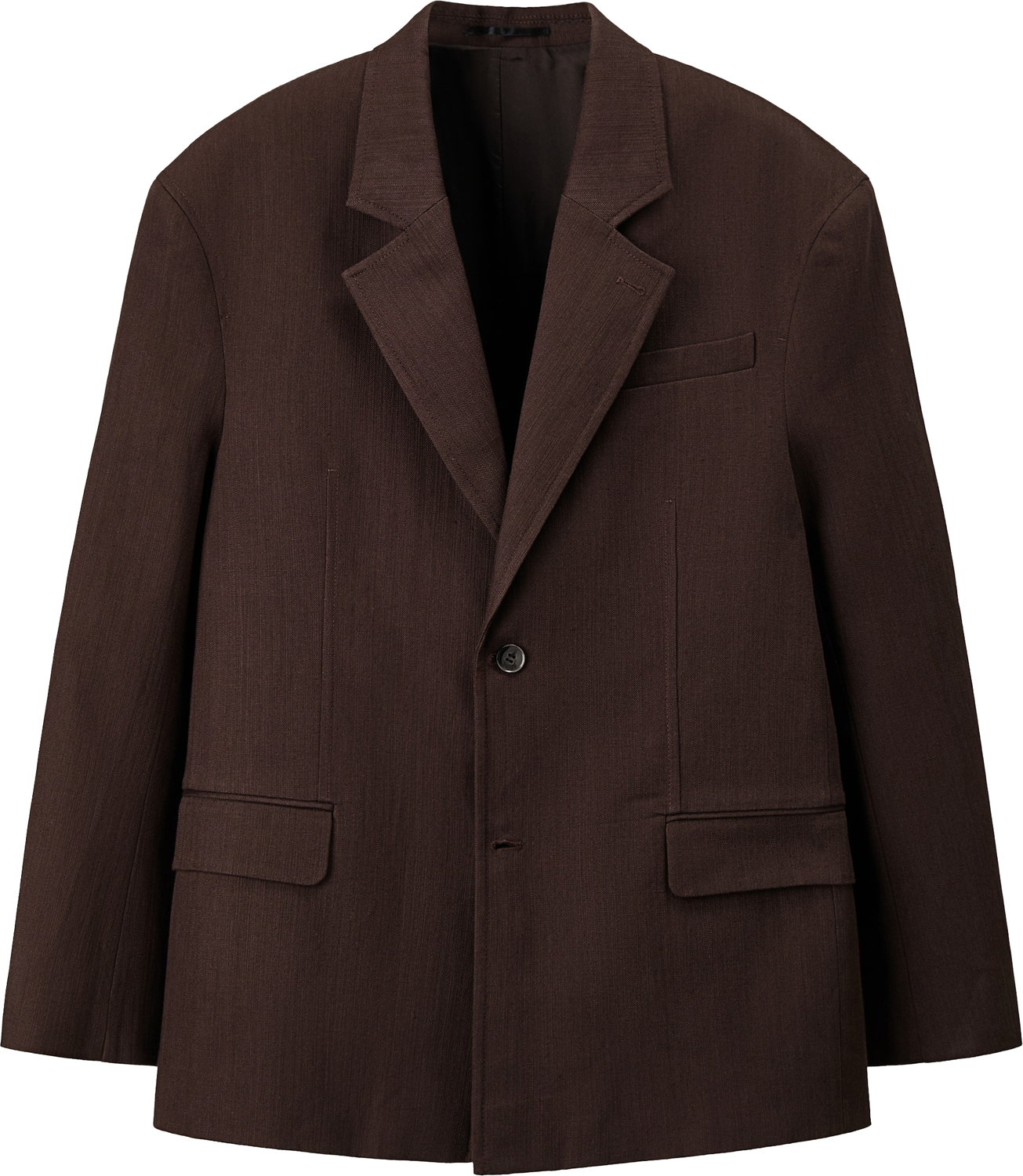 

Пиджак H&M Atelier Relaxed-Fit Single-Breasted Linen, темно-коричневый