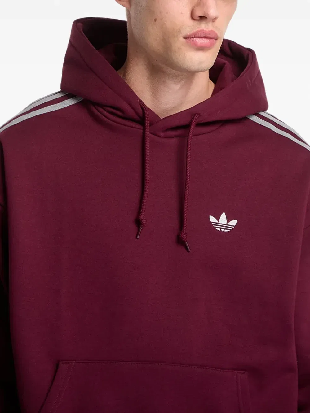 Худи adidas Adicolor Classics с вышитым логотипом в виде 3 полосок, красный — фото 4