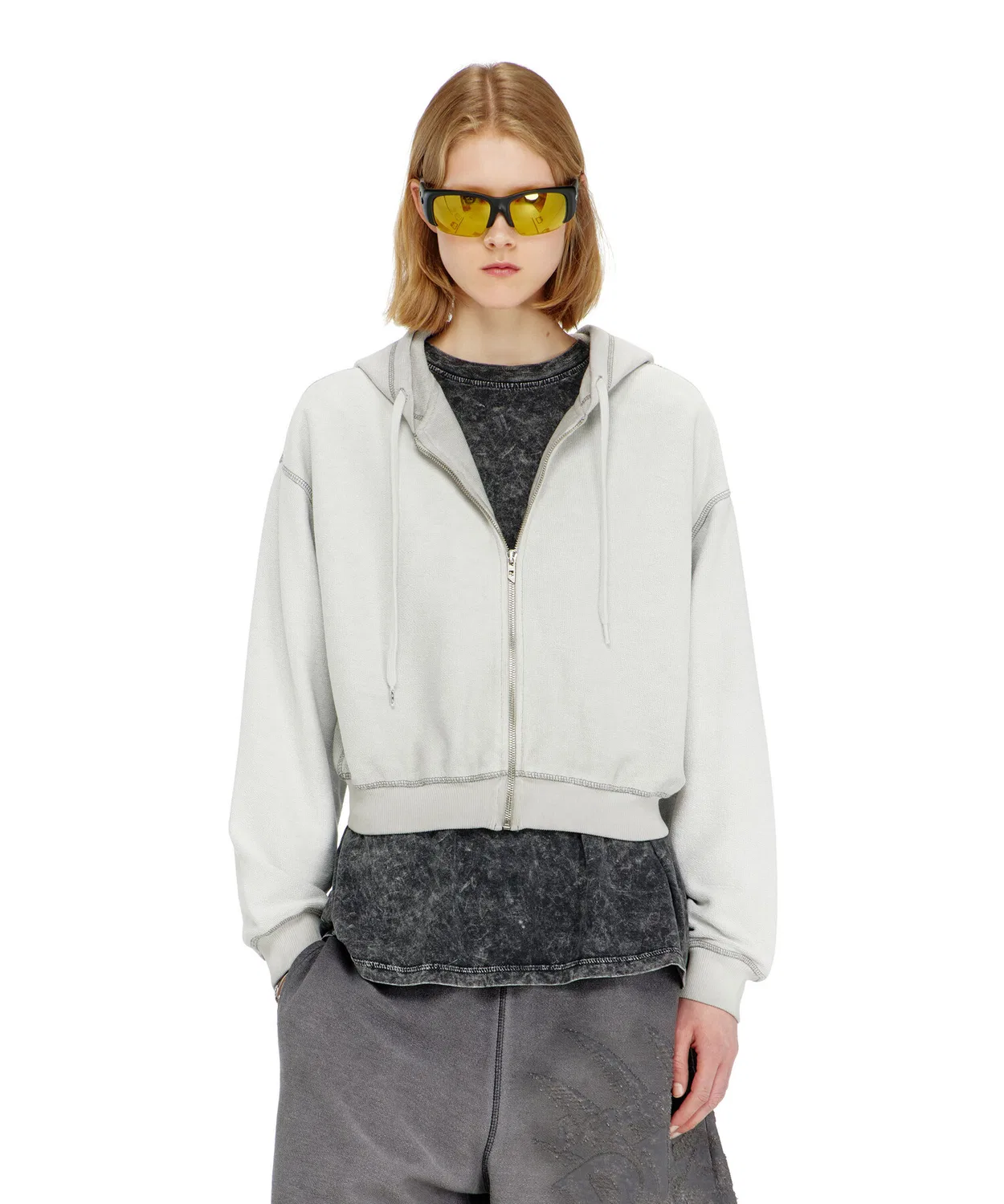 Женский худи с принтом F-SUNNY-HOOD-ZIP DIESEL, White