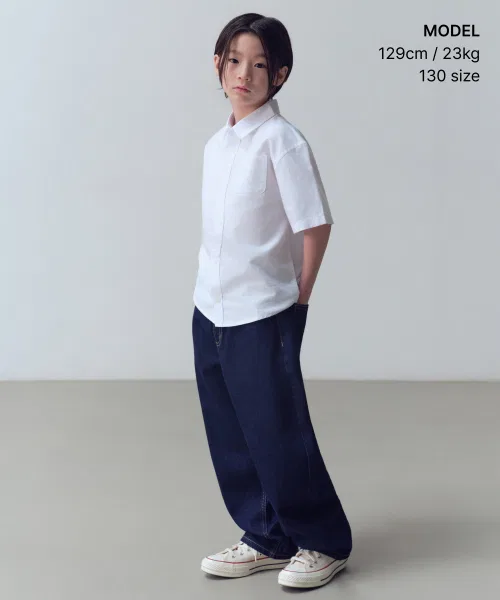 Детские джинсы-баллоны с бандой MUSINSA STANDARD KIDS, Deep Indigo — фото 2