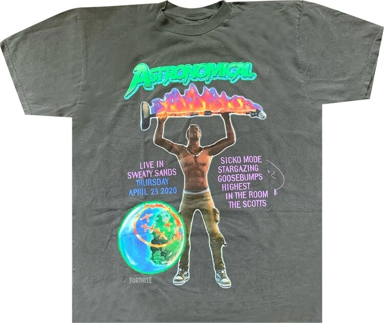 

Футболка Cactus Jack by Travis Scott Back Bling T-Shirt 'Graphite', серый
