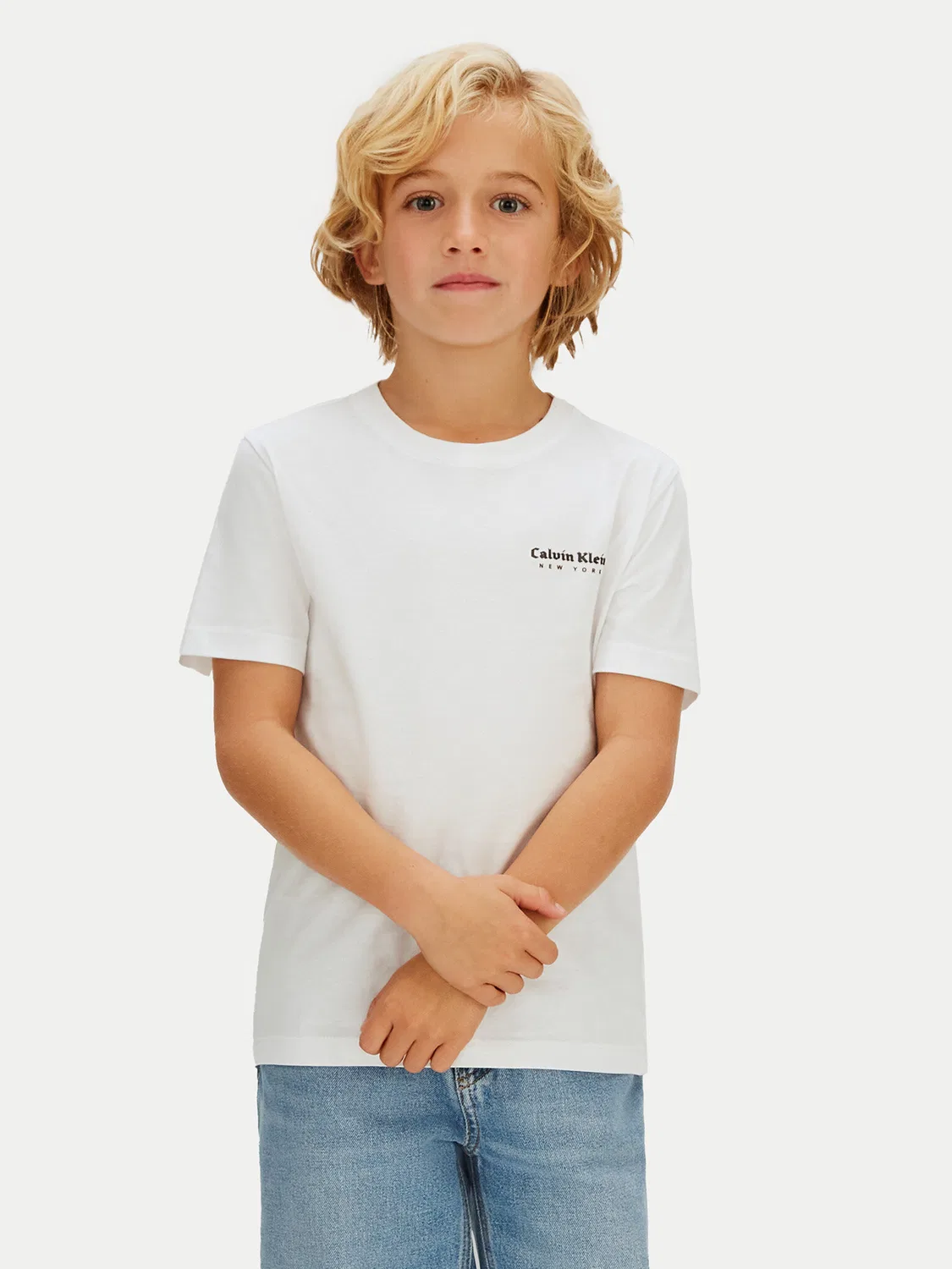 Футболка стандартного кроя для мальчика Minimal Logo Calvin Klein Jeans, белый