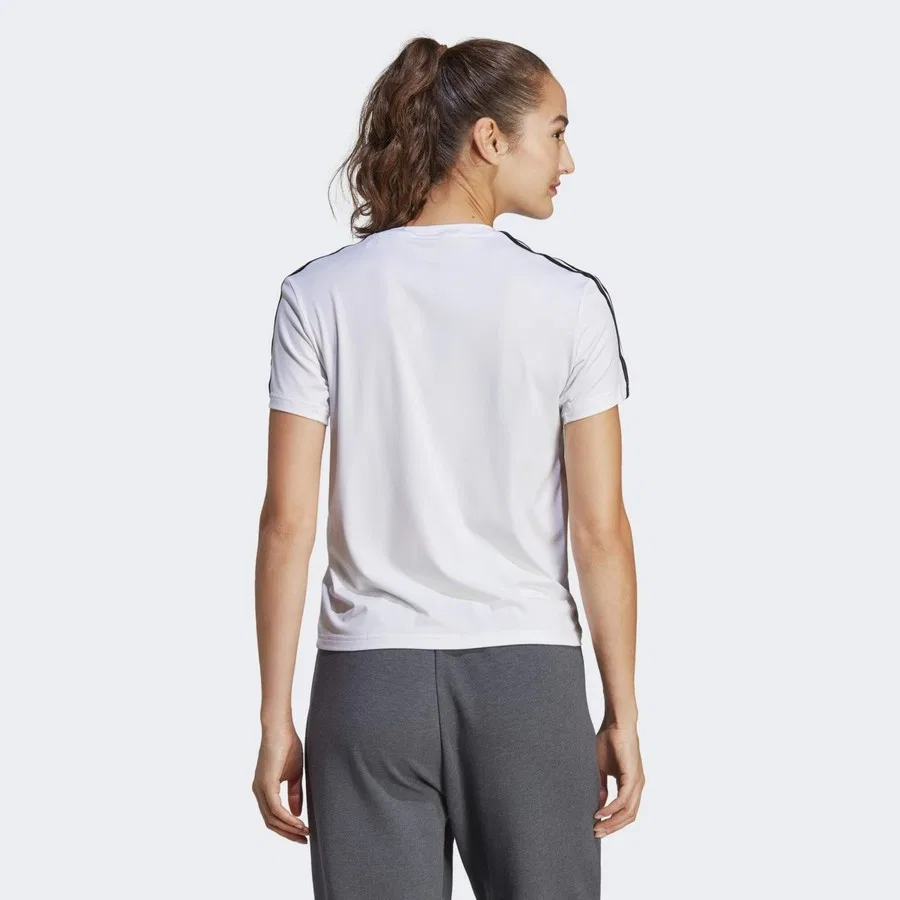 Женская футболка с коротким рукавом AEROREADY Train Essentials 3-Stripes Tee adidas, Бело-черный — фото 2