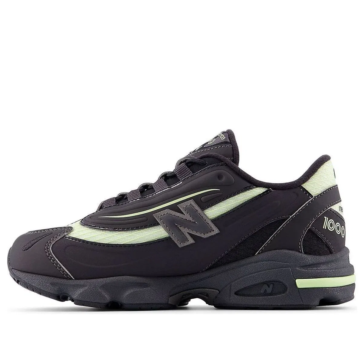 Детские кроссовки с шнуровкой New Balance 1000 Iron Black Lime, черный