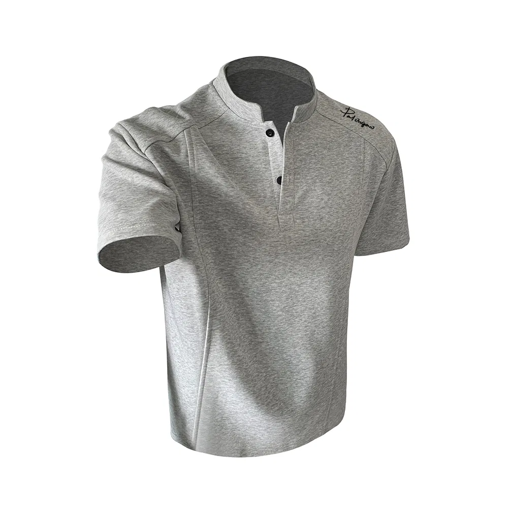 Детская футболка с воротником-стойкой плотная Henry Collar PAL ONGACO, Heather Gray