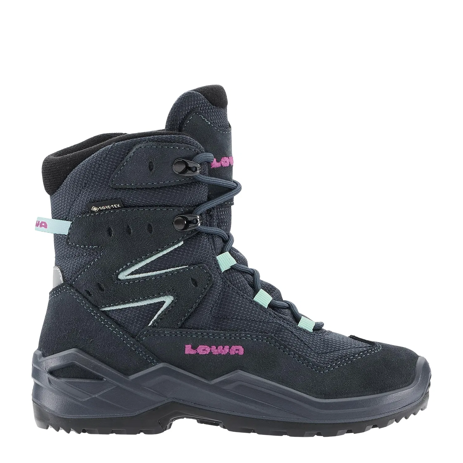 Детские ботинки для мальчиков непромокаемые Lino Gtx Hi Jr LOWA, Navy Rosso — фото 2