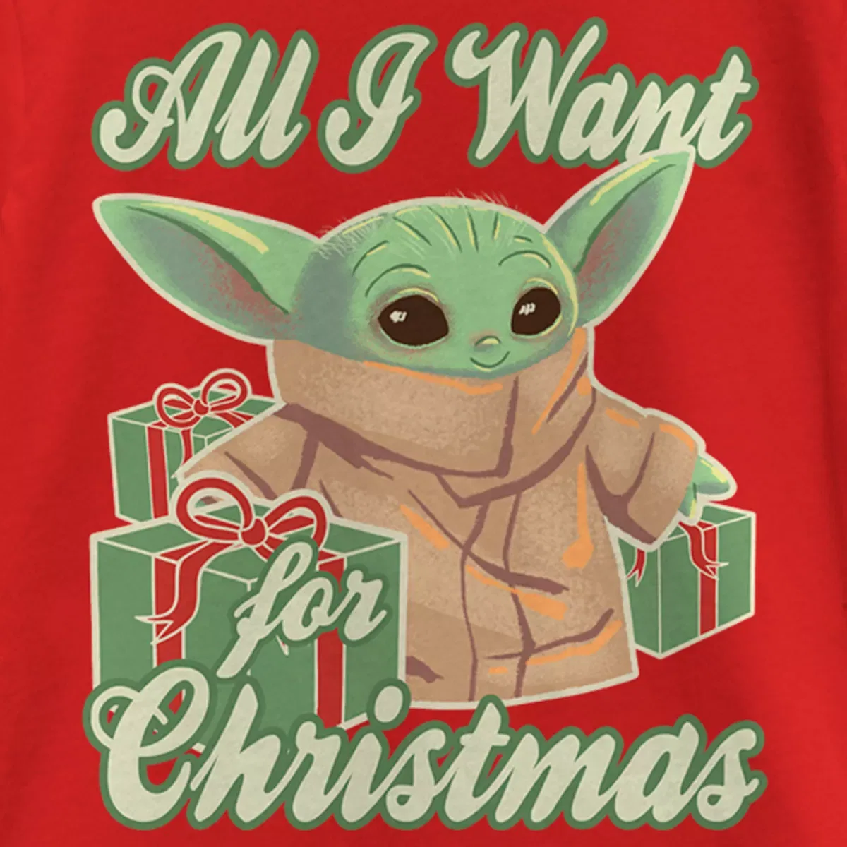 Детская футболка с принтом Grogu All I Want for Christmas Star Wars, Red — фото 2