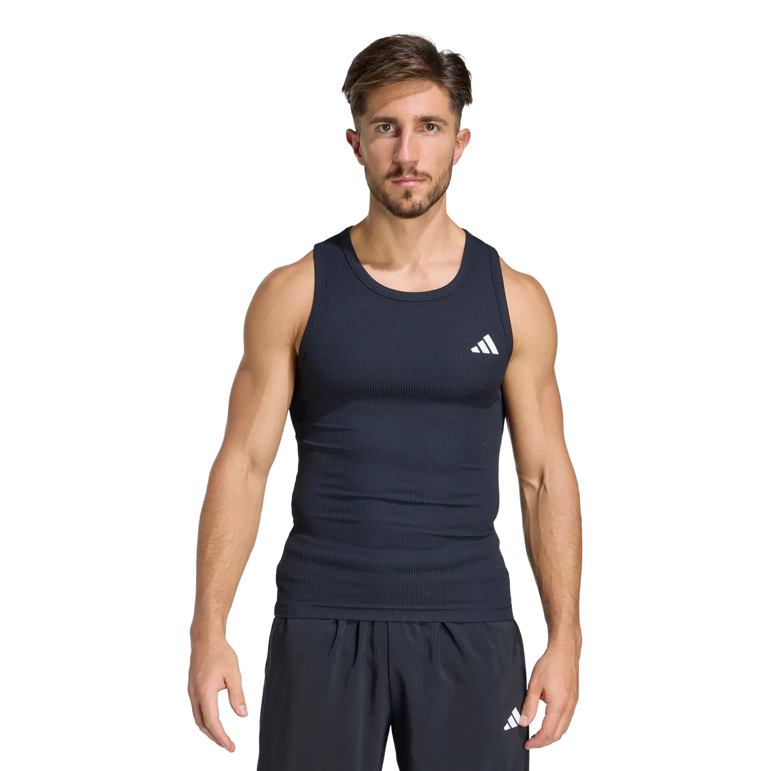 Мужской облегающий топ для тренировок Adidas, черный — фото 2