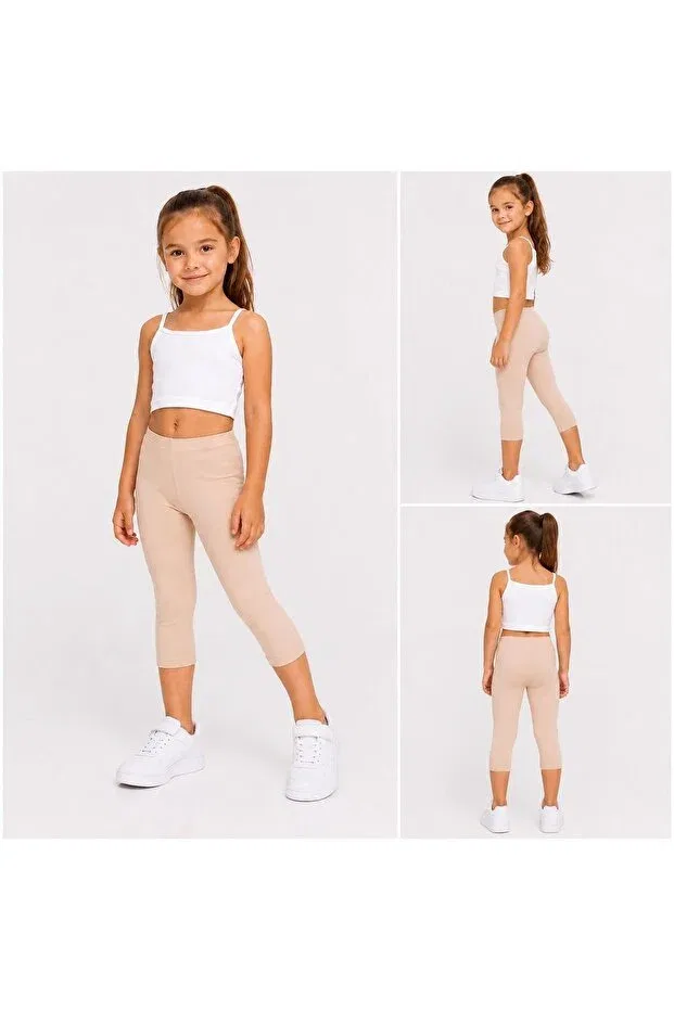 Детские леггинсы для девочек хлопковые Tatlıcottonkids, Nude Color — фото 2