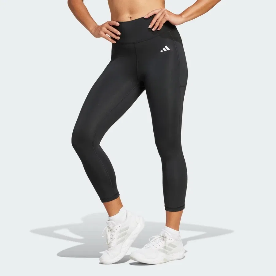 Леггинсы с высоким поясом Optime Essentials Stash 3/4 adidas, Черный