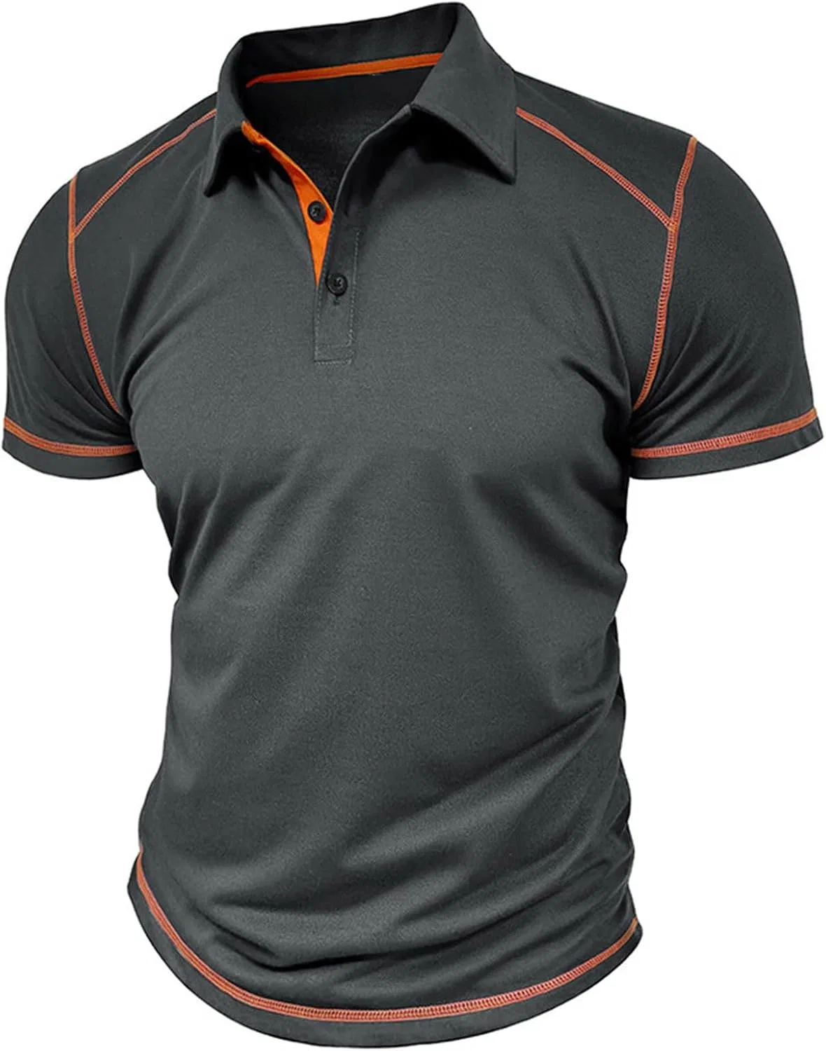 Мужская футболка-поло Regular Fit Henley из хлопка, Dark Gray — фото 2