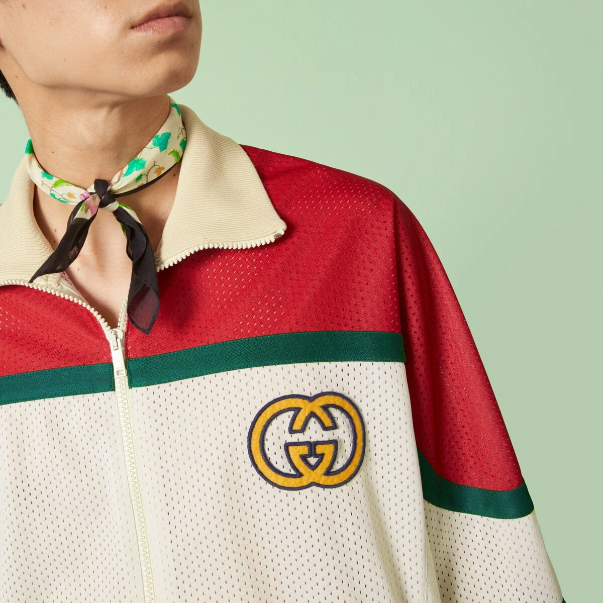 Куртка Gucci Mesh Fabric Zip, мультиколор — фото 4