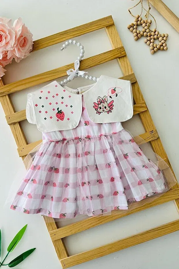 Детское платье для девочек с принтом Minigimin Cicileri, Pembe-75133