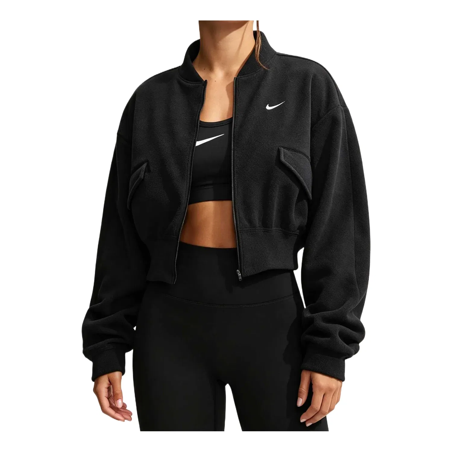 Женская куртка One Therma-FIT Fleece Bomber Jacket 'Black' Nike, черный