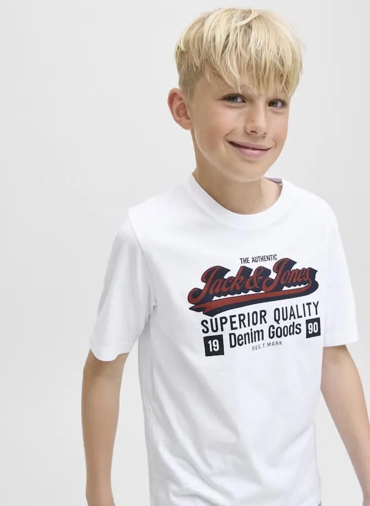 Футболка с принтом, Jack & Jones Junior, облачно-белый — фото 3