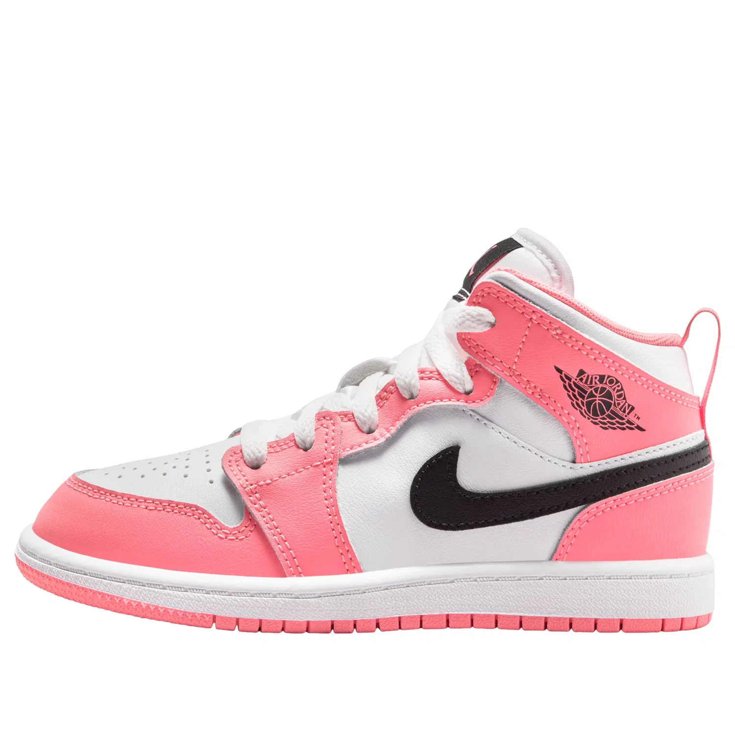 Детские кроссовки с кожаным верхом Air Jordan 1 Mid Pink Gaze White, розовый