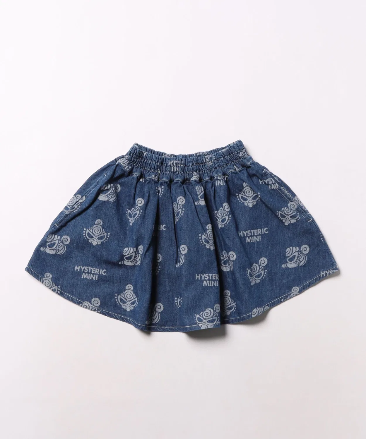 Детская джинсовая юбка с принтом MINI FACE JG HYSTERIC MINI, Indigo Blue