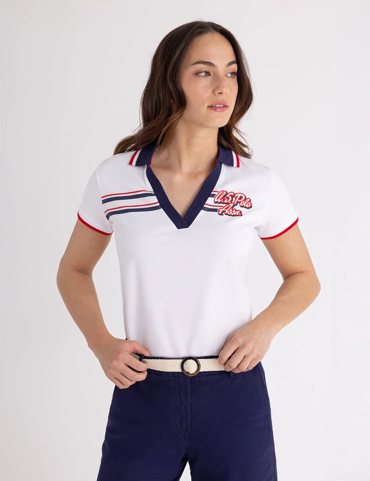 

Футболка-поло U.S. Polo Assn Tipped Americana Split Neck, белый
