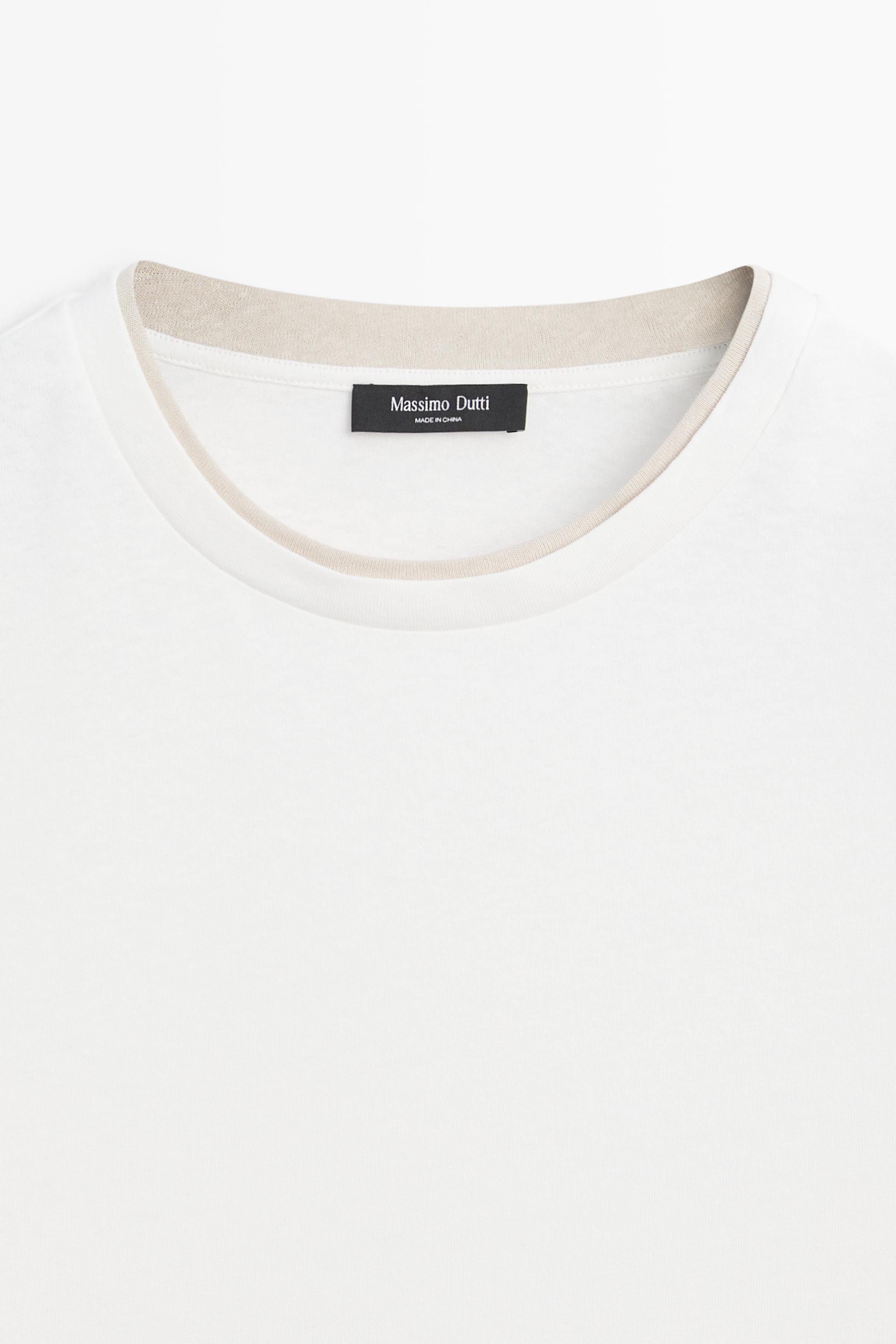 Футболка Massimo Dutti Linen And Cotton Double-collar, белый — фото 4