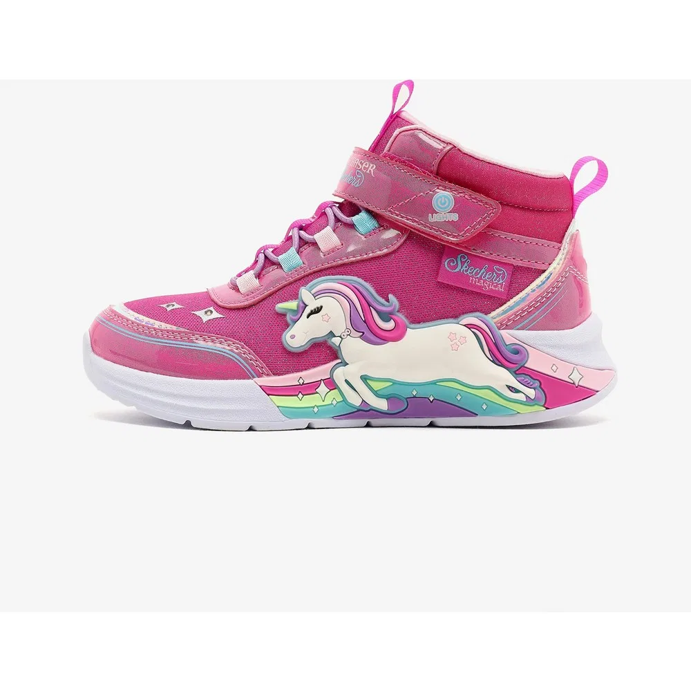 Детские кроссовки для девочек с подсветкой и блестящим верхом Unicorn Chaser Skechers