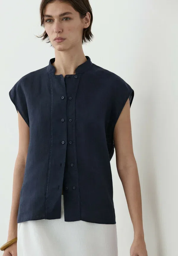Блуза льняная Blouse Massimo Dutti, dark blue, темно-синий