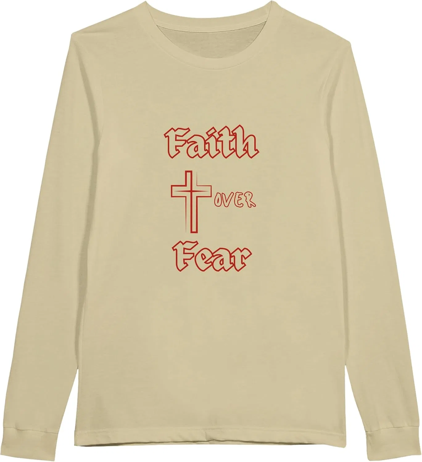 Унисекс лонгслив с надписью Faith Over Fear, Natural