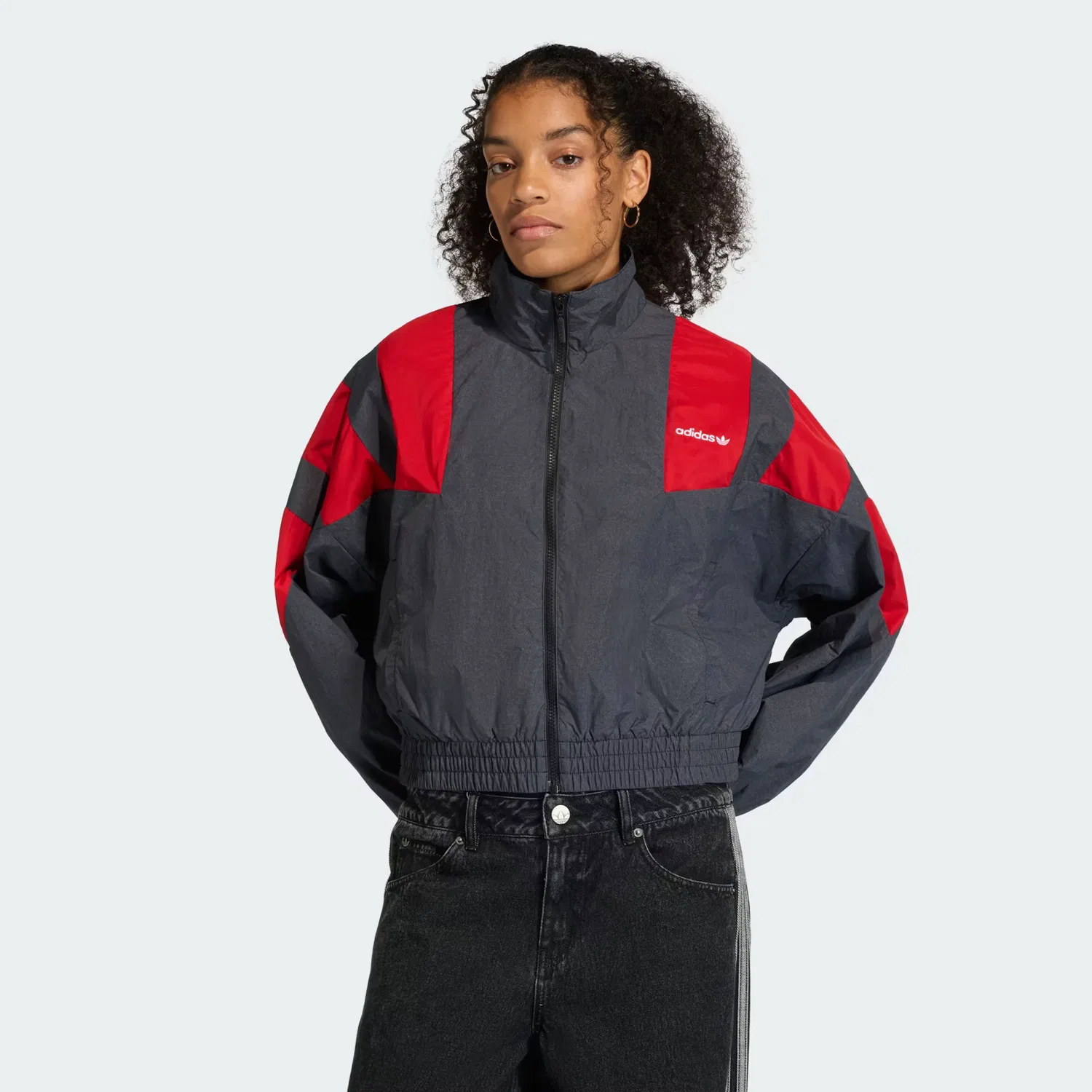 Женская олимпийка оверсайз Blocked Washed Zipped Adidas Originals, черный