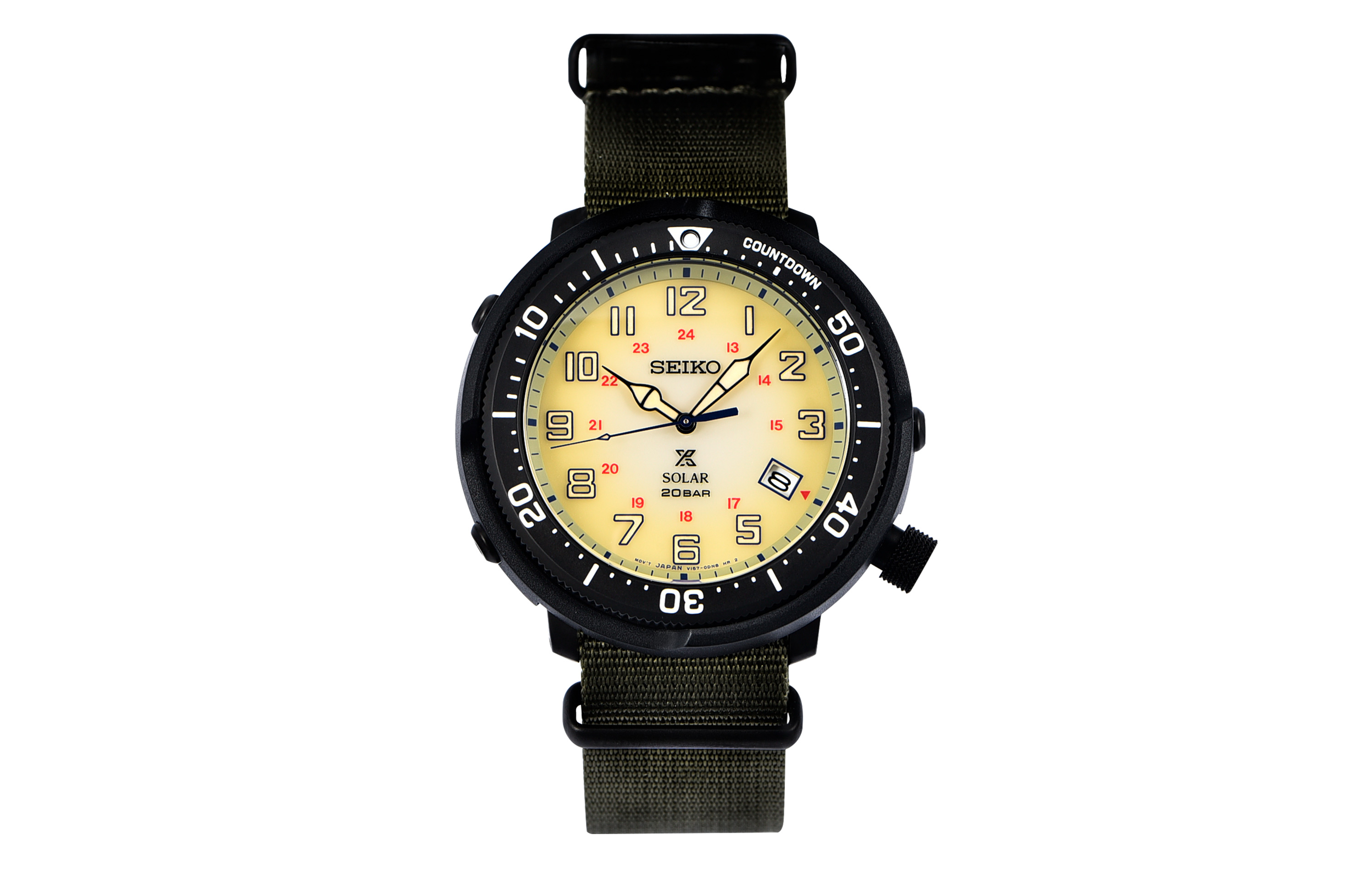

SEIKO Мужские часы с кварцевым механизмом, нейлоновым ремешком, желтым циферблатом SBDJ029J