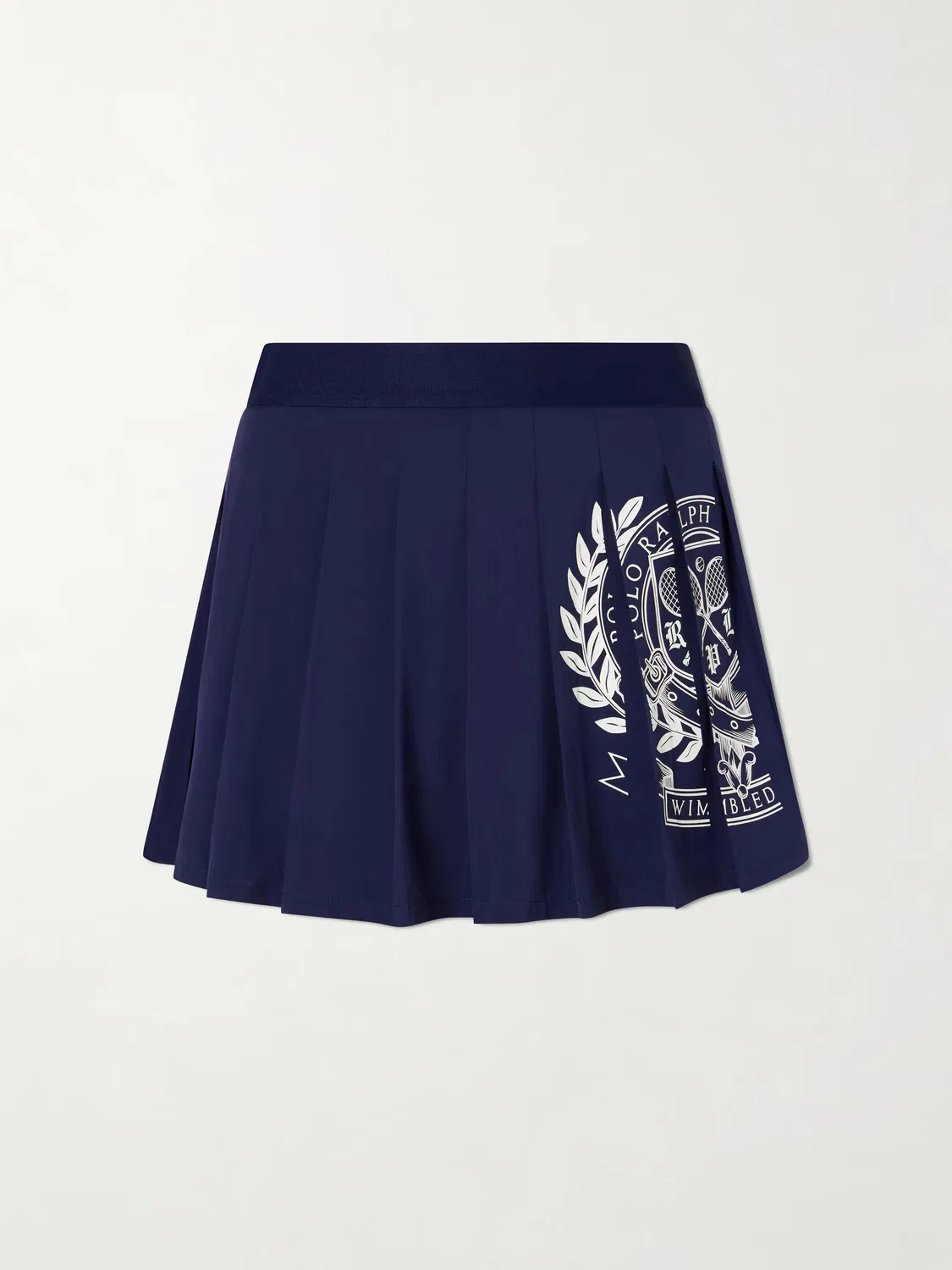 Мини-юбка из крепа с плиссировкой и логотипом Уимблдона Polo Ralph Lauren, темно-синий