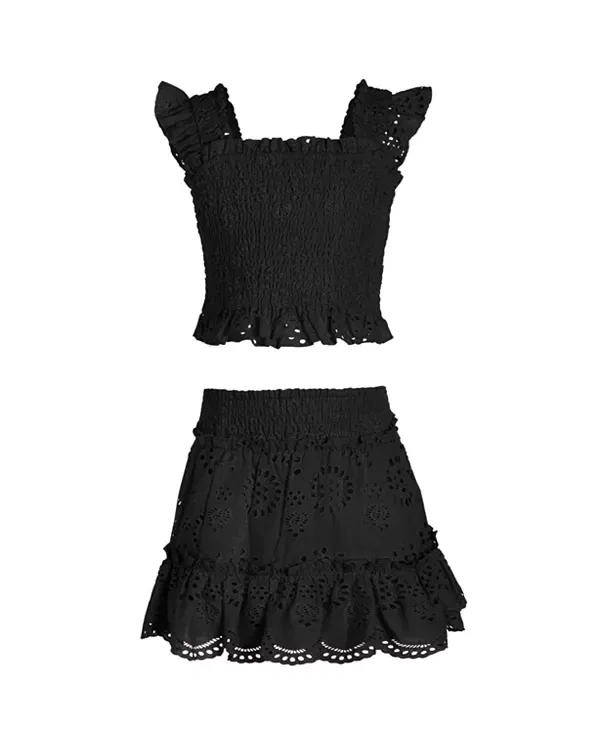 Детский комплект для девочек с вышивкой Kayla Smocked Top and Skirt Set Change Of Scenery, черный