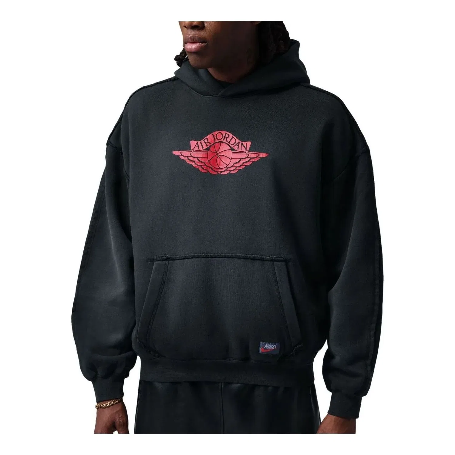Мужское худи с принтом Air Jordan Flight Wings Fleece Hoodie, черный
