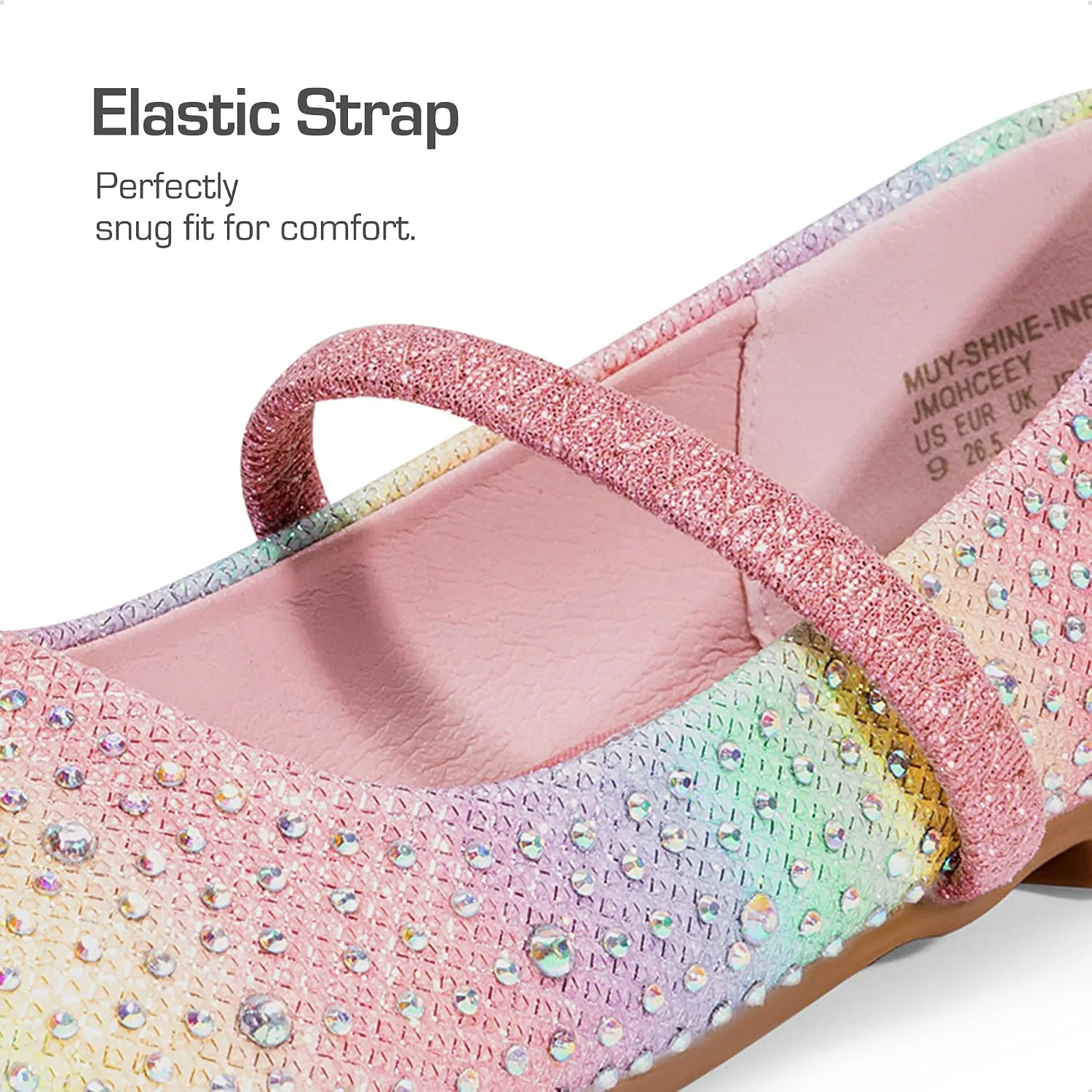 Детские балетки для девочек со стразами Mary Jane Flats DREAM PAIRS, Rainbow — фото 2