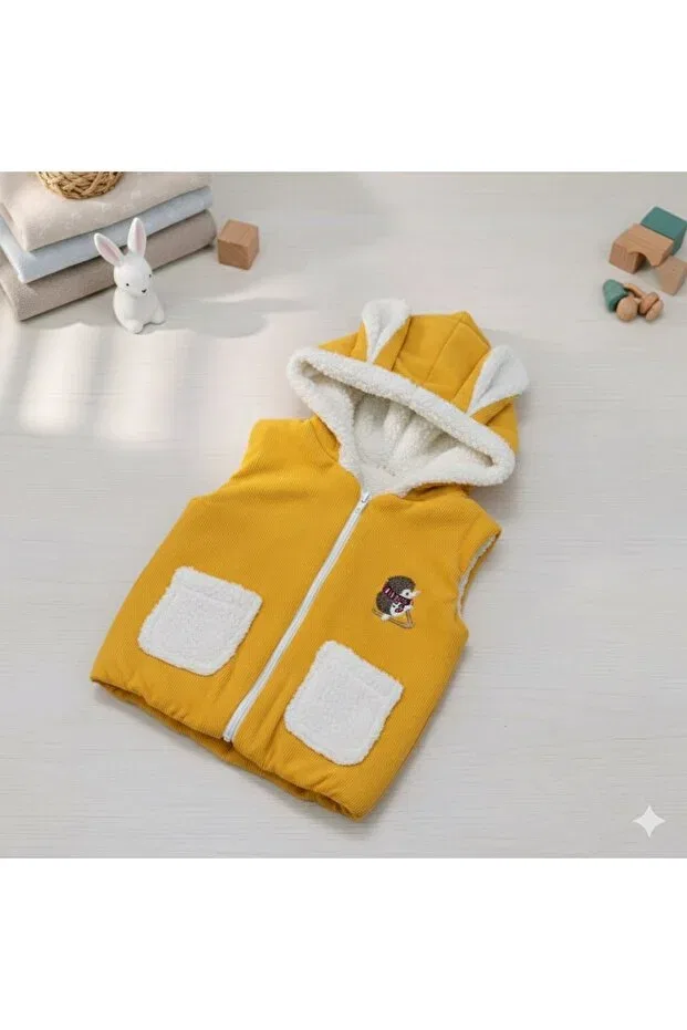 Детская безрукавка с капюшоном Baby vest with rabbit ears Baby Pattini, Sarı