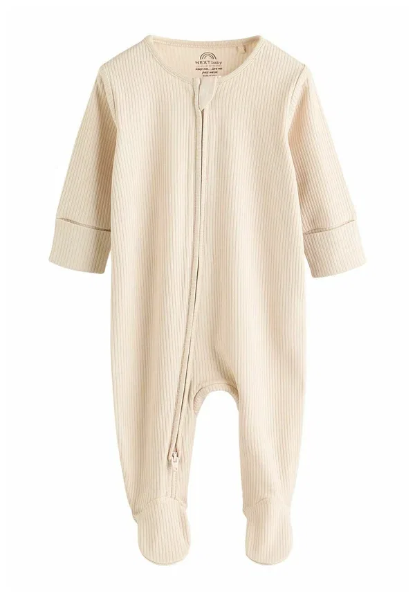 Комплект пижам с двусторонней молнией Regular fit two way zip 3 pack sleep suit Next, beige, бежевый — фото 2