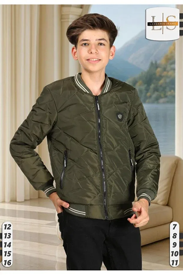Детское пальто для мальчиков стеганое Lasgaris Jeans, Khaki