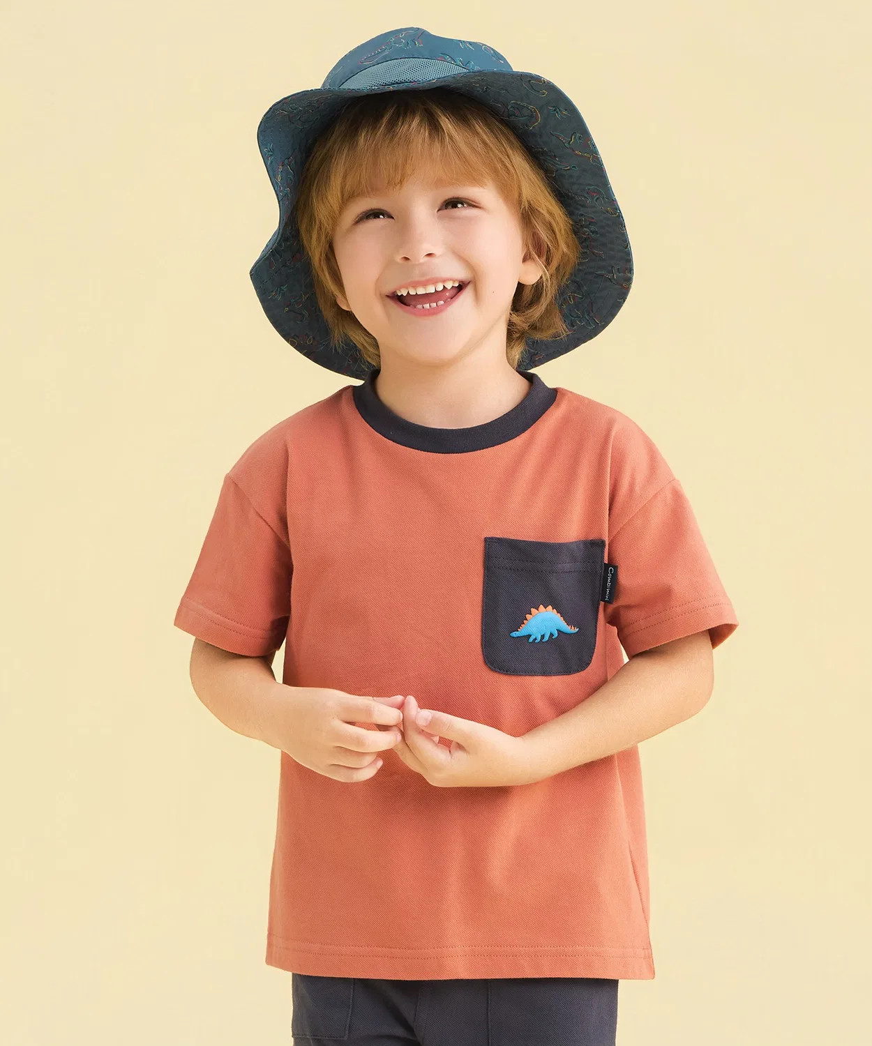 Детская футболка с длинным рукавомStegosaurus combimini, Dark Orange