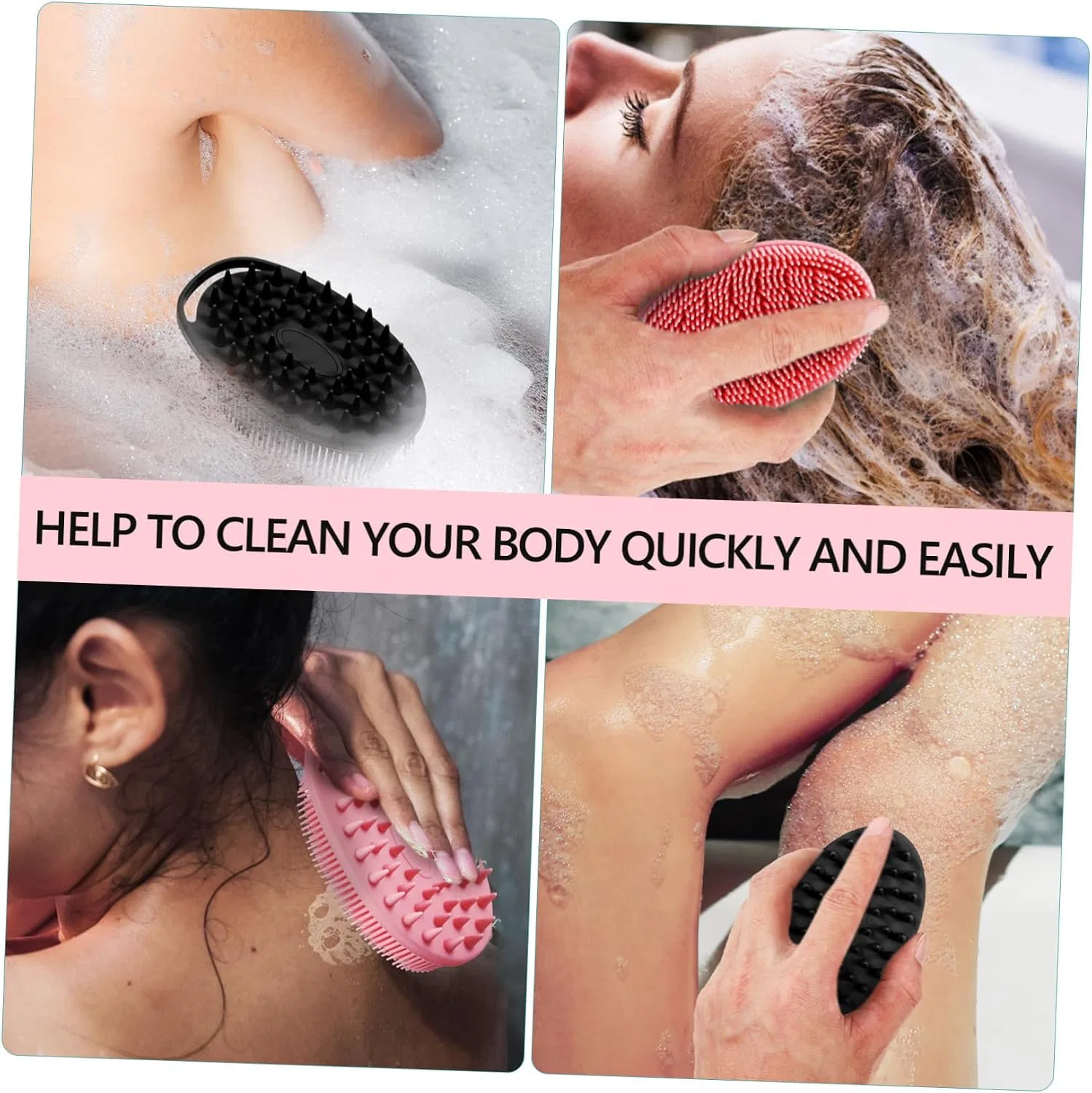 Щетка для тела Housoutil Silicone Body Brush, 13.3x7.8x4.2 см, Black — фото 4