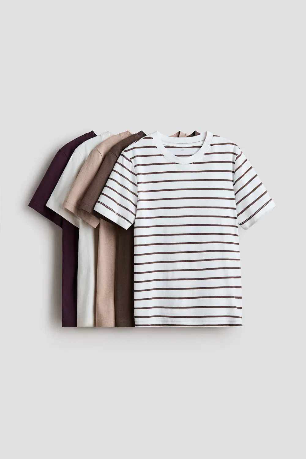 Набор из 5 футболок H&M, Dunkles Graubraun/Gestreift