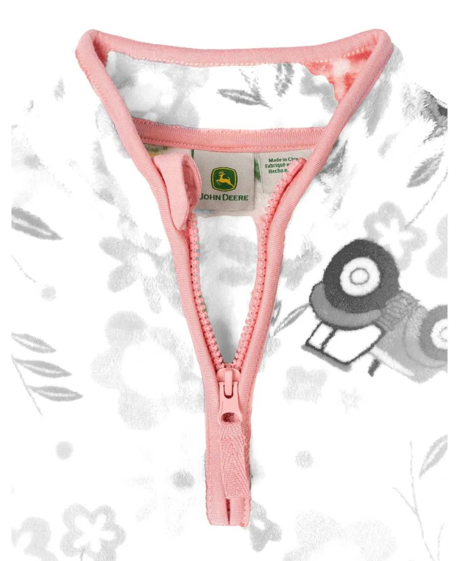 Детский флисовый свитшот с четверть-замком, с принтом John Deere, Floral Tractor Print — фото 3